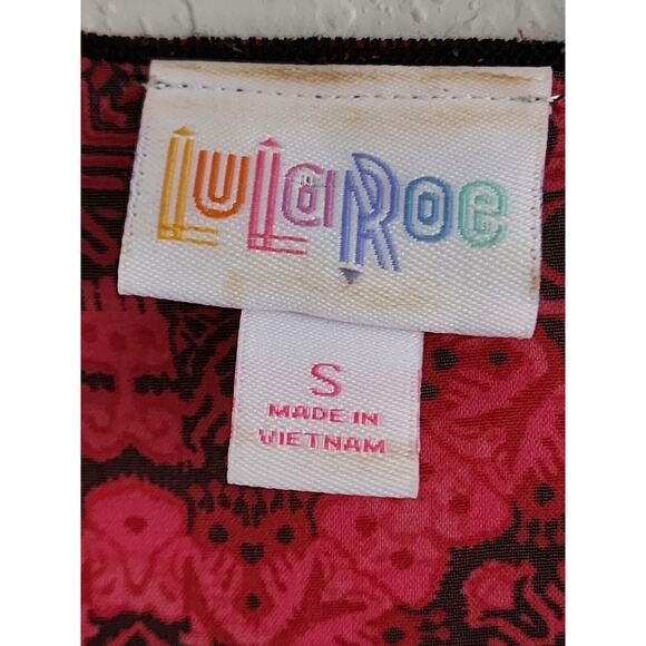 KIMONO/ROBE/COVER UP-LULAROE-Sheer-Red & Black-Black Fringe-Open Front-Size SM - Picture 7 of 13